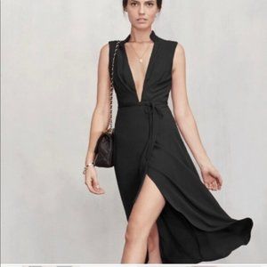 RARE Reformation Jentri Midi Wrap Dress in Black